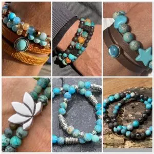 Collectie armbanden voor dames en heren kleur turquoise