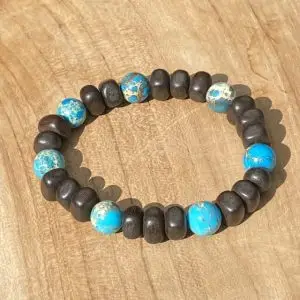 Kralen armband Ebbenhout met Turquoise Jasper 10 mm
