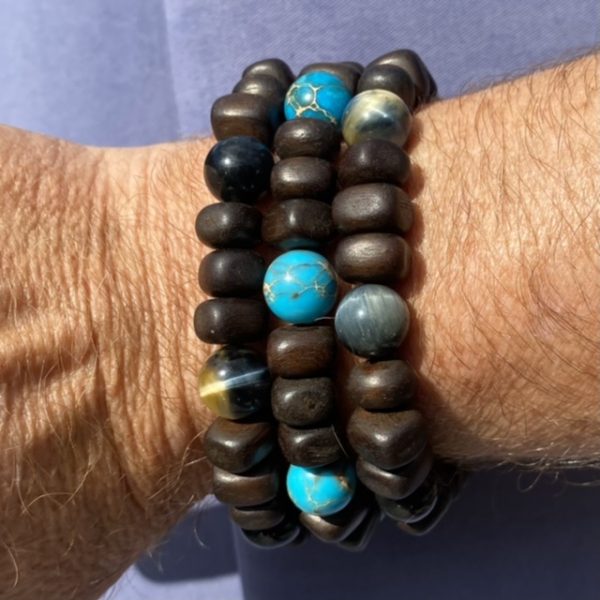 Kralen armband Ebbenhout met Turquoise Jasper 10 mm