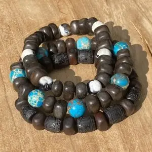 Kralen armband Ebbenhout met Turquoise Jasper 10 mm