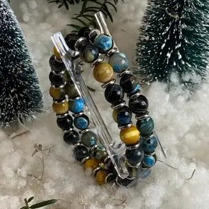 Armbandenset JaXX Tijgeroog Multicolor 10 mm met RVS spacers kersteditie