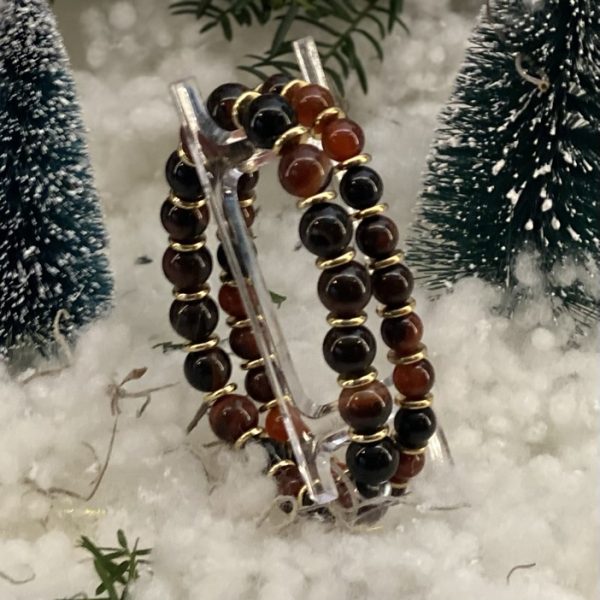 Armbandenset JaXX bruin/zwart 8/10 mm Agaat met gold plated spacers