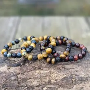 Armband Tijgeroog 10 mm bruin met Jujube kralen