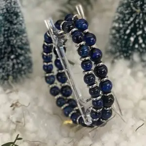 Armbandenset JaXX Tijgeroog blauw 8/10 mm met RVS spacers kersteditie