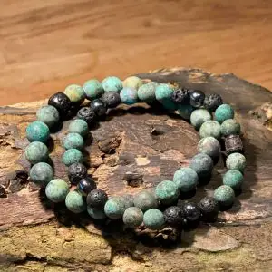 Kralen armbandenset 8/10mm softtones, 6 kleuren met lavastenen en hematiet groen
