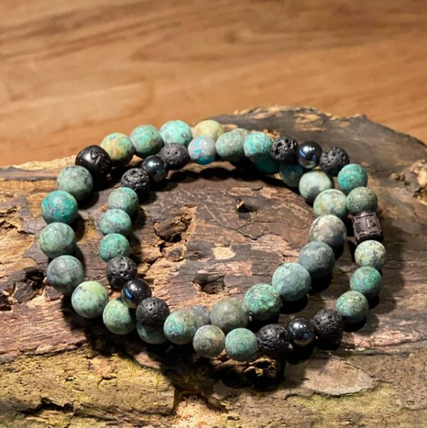 Kralen armbandenset 8/10mm softtones, 6 kleuren met lavastenen en hematiet groen