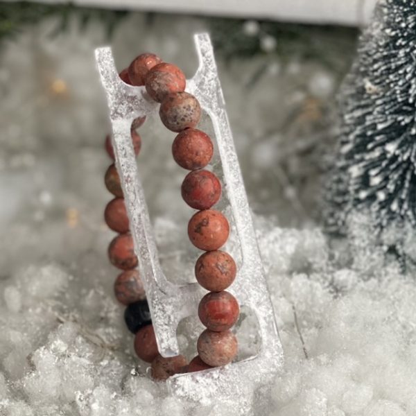 Kralen armbanden 10mm softtones, oranje met Jujube eindkraal