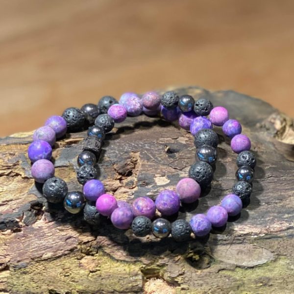 Kralen armbandenset 8/10mm softtones, 6 kleuren met lavastenen en hematiet