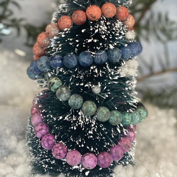 Kralen armbanden 10mm softtones, 4 kleuren met Jujube eindkraal
