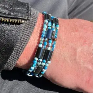 Kralen armbandset 4-delig Sensation Ocean Blue 4 mm met Hematiet