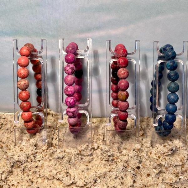 Kralen armbanden 10mm softtones, 4 kleuren met Jujube eindkraal