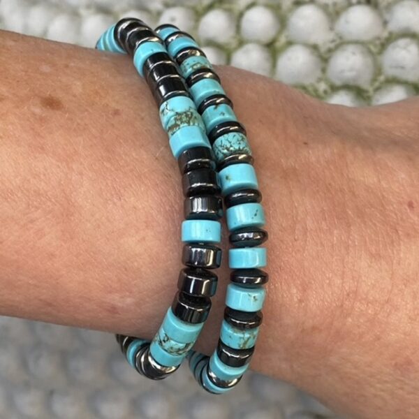 Kralen armbandenset Turquoise gecombineerd met Hematiet