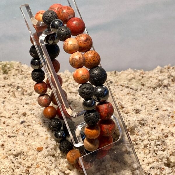 Kralen armbandenset 8/10mm softtones, 6 kleuren met lavastenen en hematiet