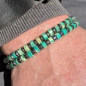 Kralen armbandenset groen gecombineerd met Hematiet