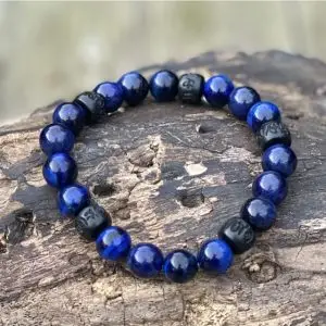 Kralen armband Tijgeroog 10 mm met Boeddhistische houten Jujube kralen in 9 kleuren
