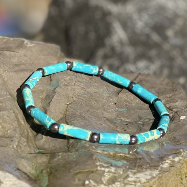 Armband met Heishi kralen met Hematiet turquoise