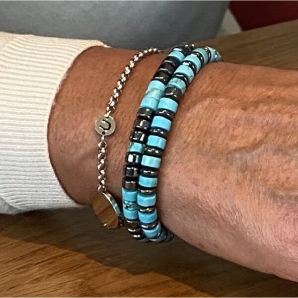 Kralen armbandenset Turquoise gecombineerd met Hematiet
