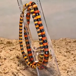 Armband 2-delig met Heishi kralen oranje met Hematiet