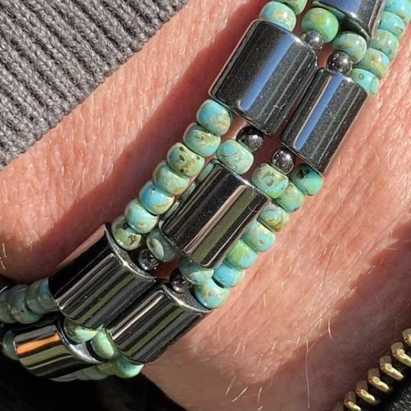 Armbandset 4-delig Miyuki Picasso armbanden groen 4 mm