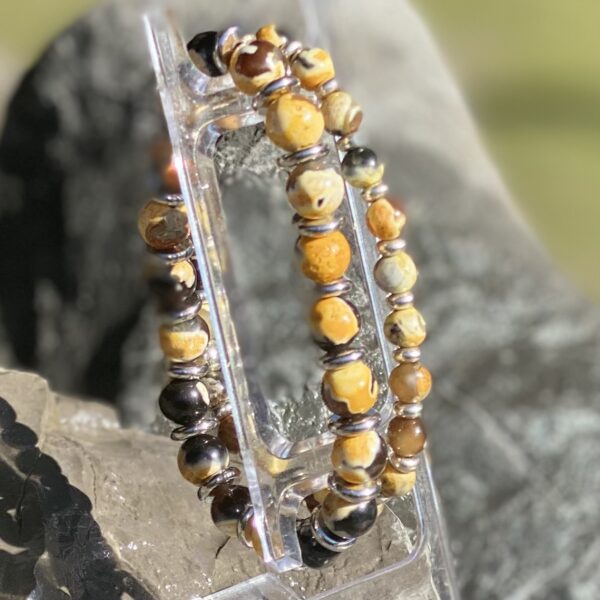 Armbandenset JaXX geel Multicolor 6/8 mm met RVS spacers