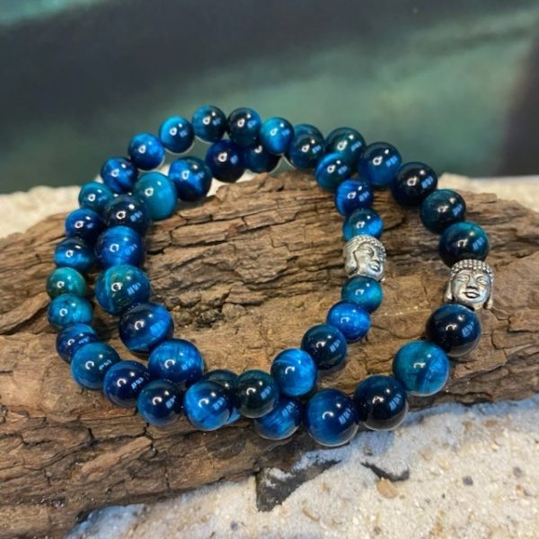 Armband Buddha Tijgeroog Turquoise 8/10mm