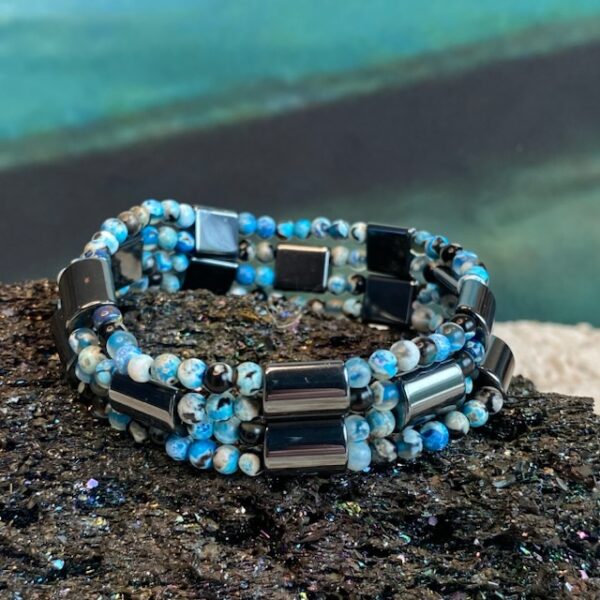 Kralen armbandset 4-delig Sensation Midnight Blue 4 mm met Hematiet. Met liefde gemaakt in "s-Hertogenbosch