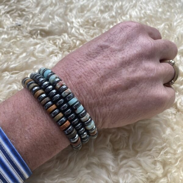 Kralen armbandset Beach van Heishi kralen 8mm Turquoise en Hematiet 8mm