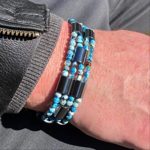Kralen armbandset 4-delig Sensation Midnight Blue 4 mm met Hematiet