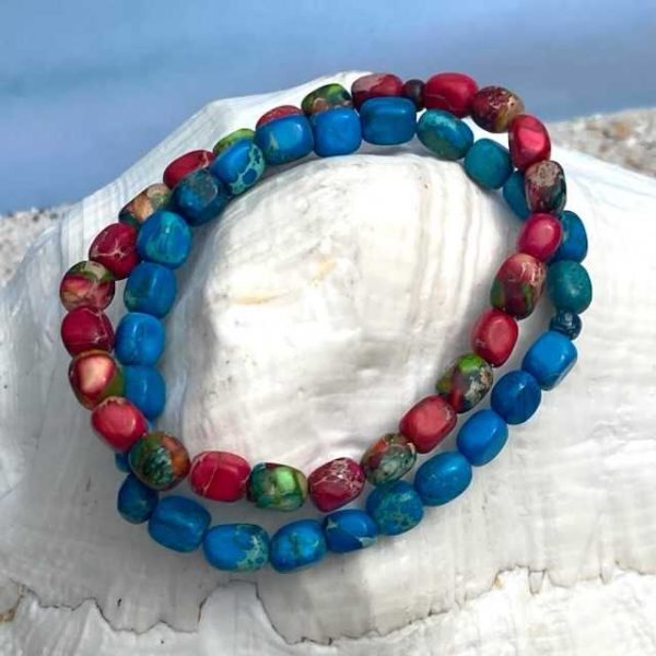 Armband The beads of Hapiness set a 2 multicolor rood en kobalt blauw