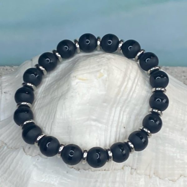 Armband JaXX Black Onyx Matt 10mm with a polished stipe