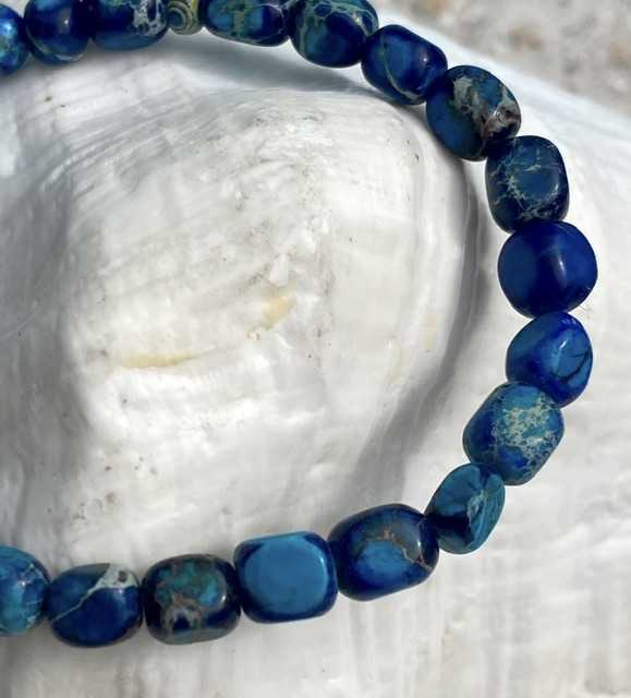 Armband The beads of Hapiness blauw gemêleerd