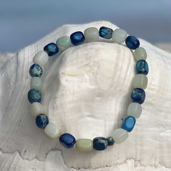 Armband The beads of Hapiness light&dark blue/blauw