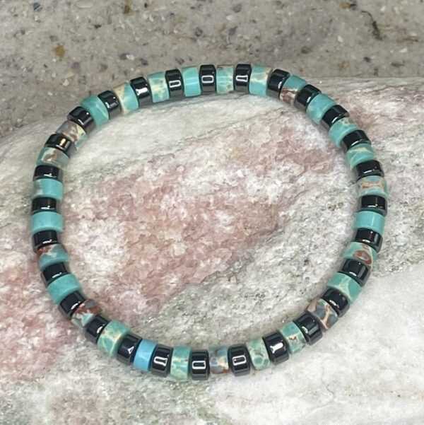 Armbanden platte Heishi kralen 6mm licht licht turquoise