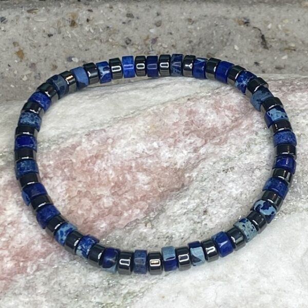 Armbanden platte Heishi kralen 6mm blauw gemêleerd