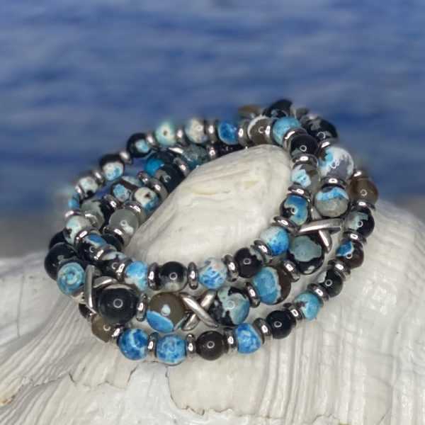 Armbanden JaXX/Cross Sensation midnight blue 6 en 8 mm met Edelstaal