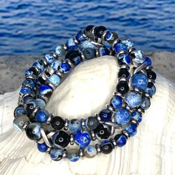 Armbanden JaXX/Cross Sensation ocean blue 6 en 8 mm met Edelstaal