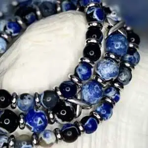Armbanden JaXX/Cross Sensation ocean blue 6 en 8 mm met Edelstaal