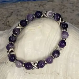 Armband JaXX/Cross tijgeroog amethist uitgevoerd met edelstaal.