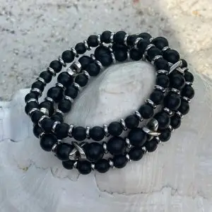 Armbanden set a 3 Cross/JaXX Sensation 6 en 8 mm met Edelstaal Black Onyx