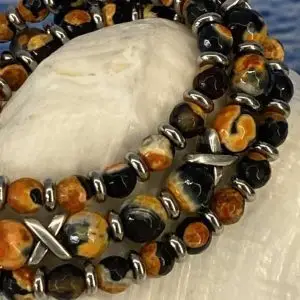 Armbanden set a 3 Cross/JaXX Sensation 6 en 8 mm met Edelstaal oranje