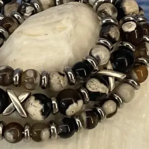 Armbanden set a 3 Cross/JaXX Sensation 6 en 8 mm met Edelstaal Nature