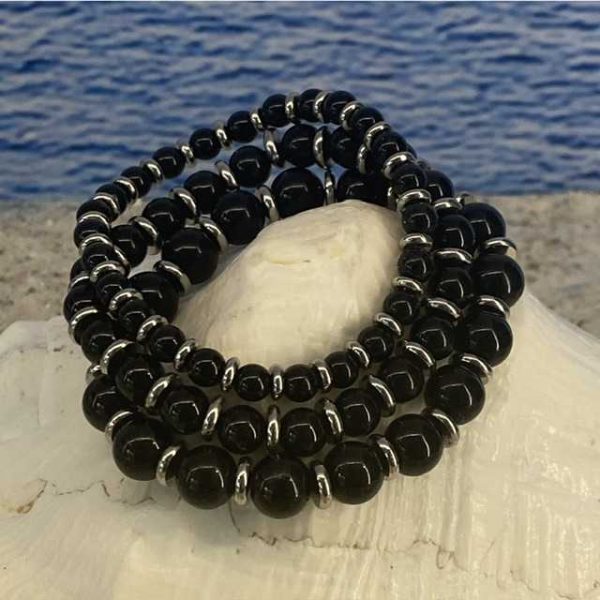 Armband JaXX Black Onyx met edelstalen spacers