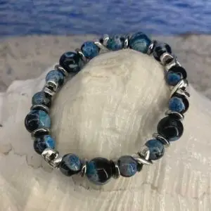 Armband Cross/JaXX 8 mm met Edelstaal light blue