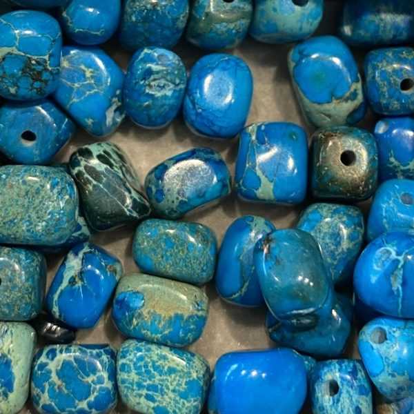 Ketting Happy Beads 55 cm fell blauw met keizerlijke natuursteen kralen met Hematiet spacers