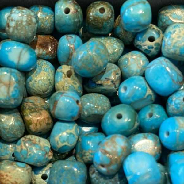 Ketting Happy Beads 55 cm turquoise met keizerlijke natuursteen kralen met Hematiet spacers