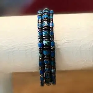 Armband Jackson met Heishi kralen Blauw gemêleerd 4 en 6mm en Hematiet