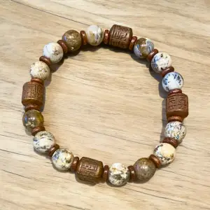 Armband zwart mos Opaal 10 met Ebbenhout