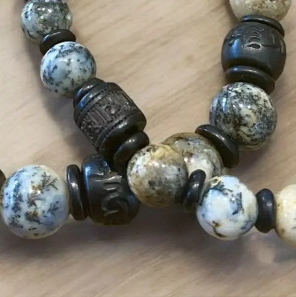 Armband Gawa Tibetaans mos Opaal 8 en 10 met Ebbenhout - Afbeelding 2