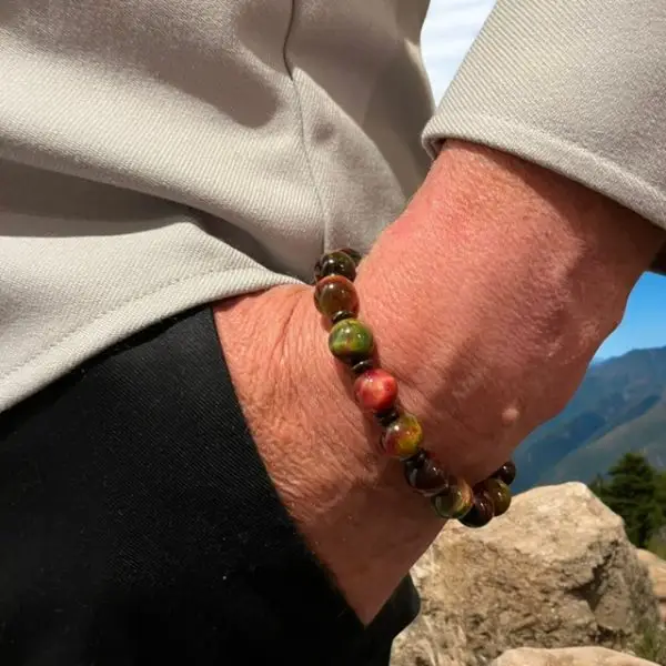 Armbandset Wangyal Tibetaans Tijgeroog Multicolor met Ebbenhout 8 en 10mm - Afbeelding 3