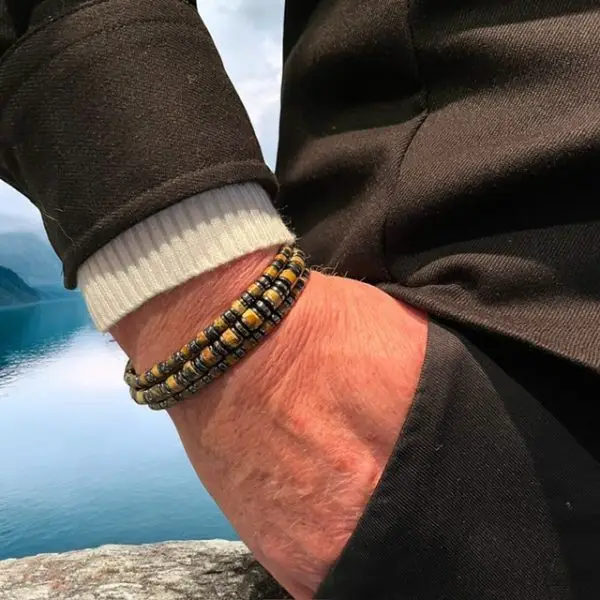 Armbandset Jackson met  platte kralen licht bruin 4 en 6mm en Hematiet - Afbeelding 2